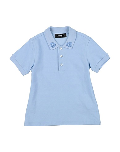 VERSACE YOUNG Polo shirt Sky blue 100% Cotton