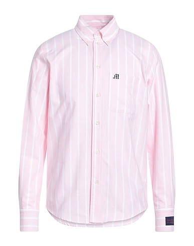 MSGM Gestreiftes Hemd Hellrosa 100% Baumwolle