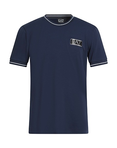 EA7 T-shirt Navy blue 95% Cotton, 5% Elastane