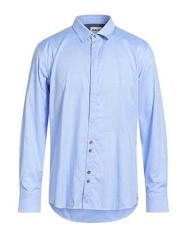 BERNA Solid color shirt Light blue 100% Cotton