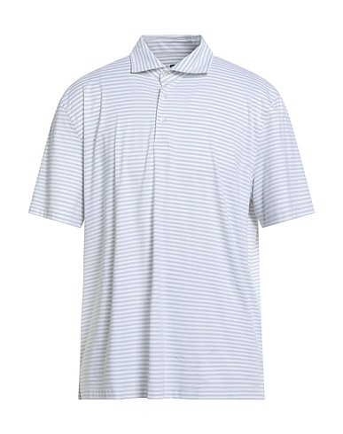FEDELI Polo shirt Light grey 60% Cotton, 28% Nylon, 12% Elastane