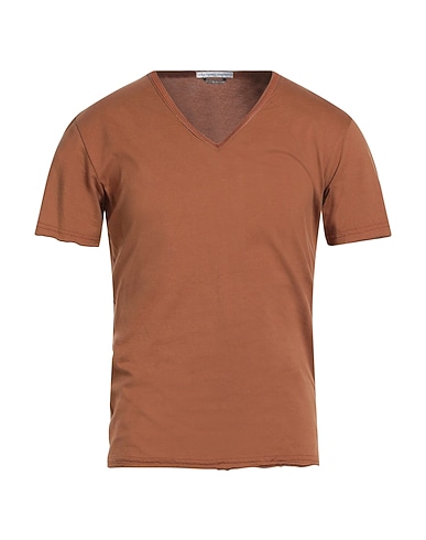 GREY DANIELE ALESSANDRINI T-shirt Brown 100% Cotton, Polyurethane, Viscose