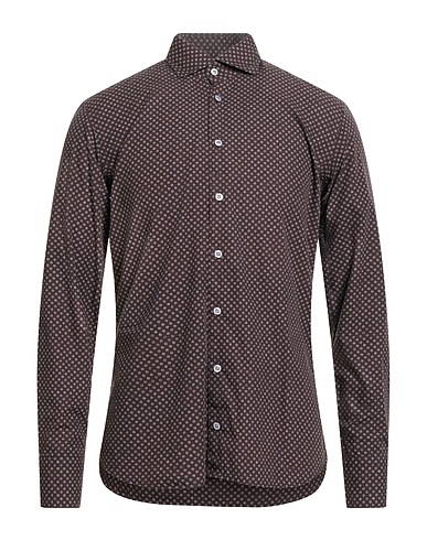 BASTONCINO Checked shirt Dark brown 100% Cotton