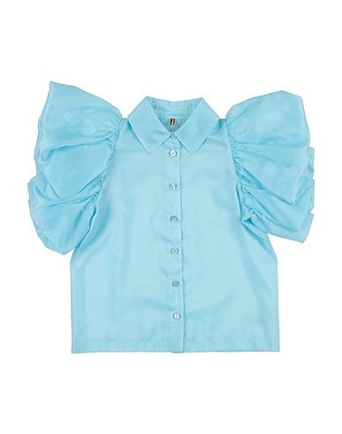 CAROLINE BOSMANS Solid colour shirts & blouses Sky blue 100% Polyester
