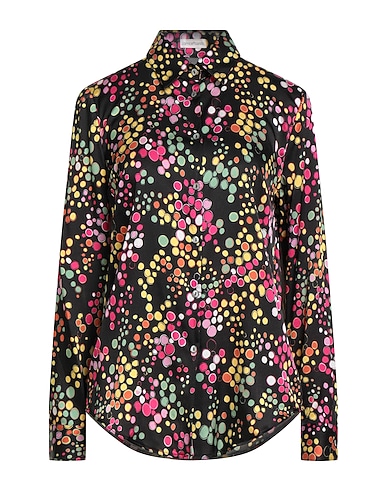 CAMICETTASNOB Рубашки и блузки с рисунком Чёрный 59% Вискоза, 33% Шелк, 8% Эластан