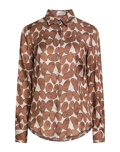 CAMICETTASNOB Patterned shirts & blouses Camel 100% Viscose