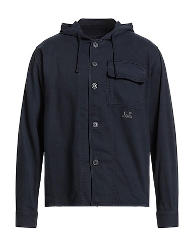 C.P. COMPANY Solid colour shirt Midnight blue 98% Cotton, 2% Elastane