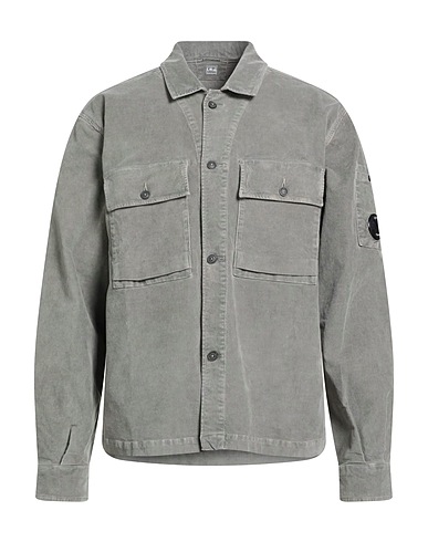 C.P. COMPANY Solid colour shirt Grey 97% Cotton, 3% Elastane