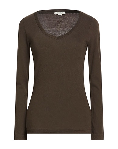 CROSSLEY ベーシックTシャツ チョコレートブラウン コットン 85% / カシミヤ 15%