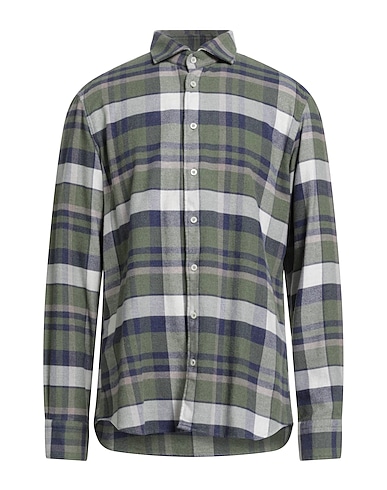 BASTONCINO Checked shirt Military green 100% Cotton