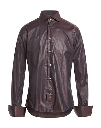 BRIAN DALES Solid colour shirt Chocolate brown 100% Cotton