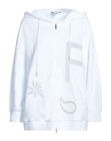 FABIANA FILIPPI Hooded track jacket  White 100% Cotton, Polyester, Elastane