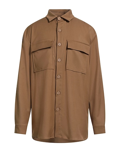 HINNOMINATE Solid colour shirt Camel 64% Polyester, 33% Viscose, 3% Elastane