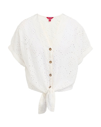 GUESS Camicie e bluse tinta unita Bianco 100% Cotone