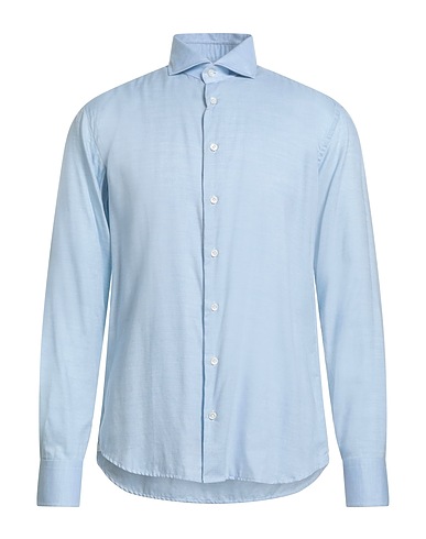 BASTONCINO Solid color shirt Sky blue 100% Cotton