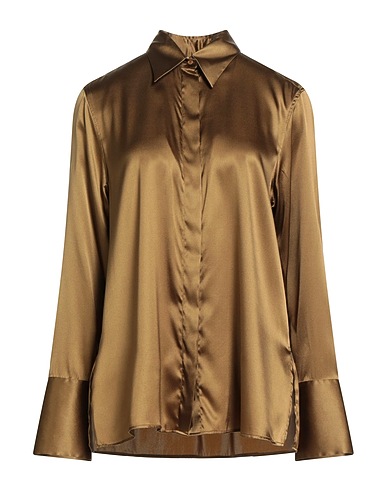 XACUS Solid colour shirts & blouses Military green 96% Silk, 4% Elastane