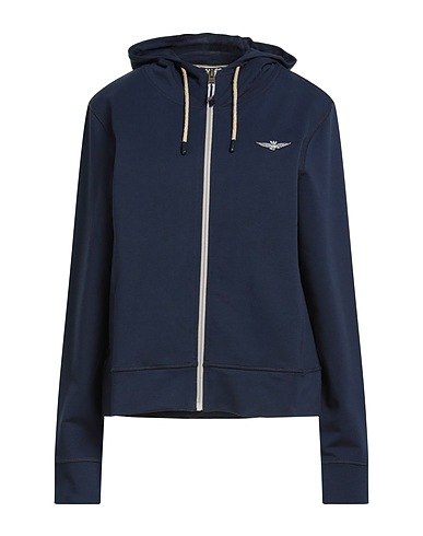 AERONAUTICA MILITARE Hooded track jacket  Midnight blue 95% Cotton, 5% Elastane