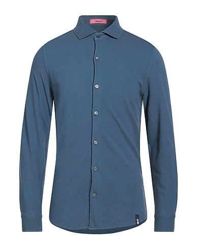 DRUMOHR Solid color shirt Slate blue 100% Cotton