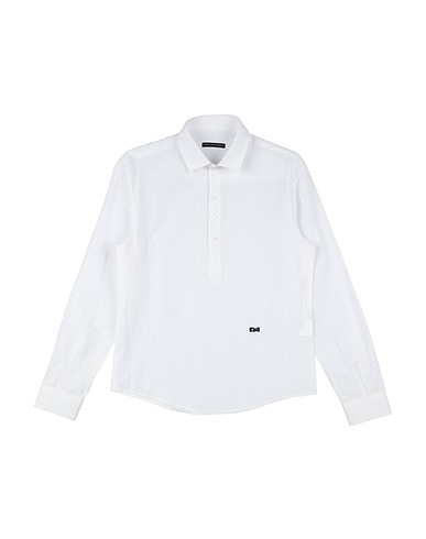 DANIELE ALESSANDRINI Solid color shirt White 80% Cotton, 20% Linen