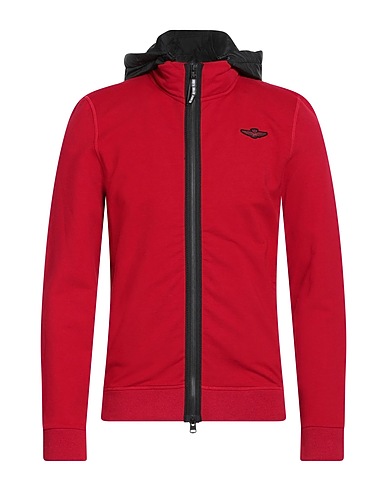 AERONAUTICA MILITARE Hooded sweatshirt Red 95% Cotton, 5% Elastane