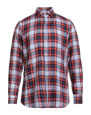 LARDINI Checked shirt 99% Cotton, 1% Elastane