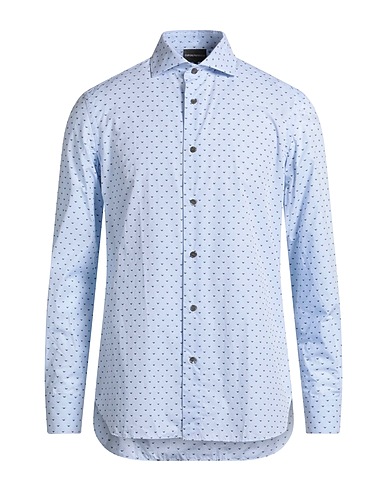 EMPORIO ARMANI Patterned shirt Sky blue 100% Cotton