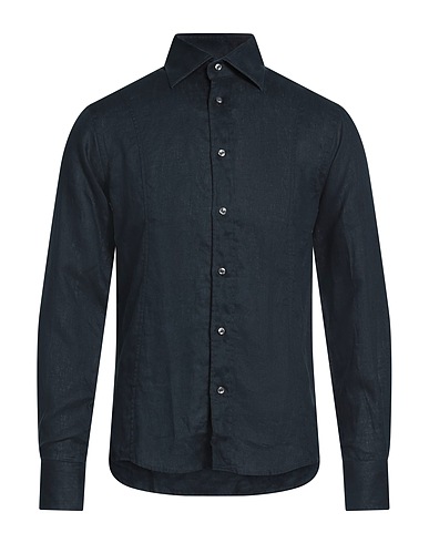 BRIAN DALES Solid color shirt BLU NAVY 100% Linen