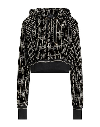 BALMAIN Hoodie Schwarz 57% Baumwolle, 25% Polyester, 10% Metallfaser, 8% Elastan