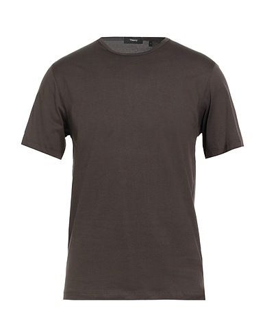 THEORY Basic t-Shirt Σκούρο καφέ 100% Βαμβάκι