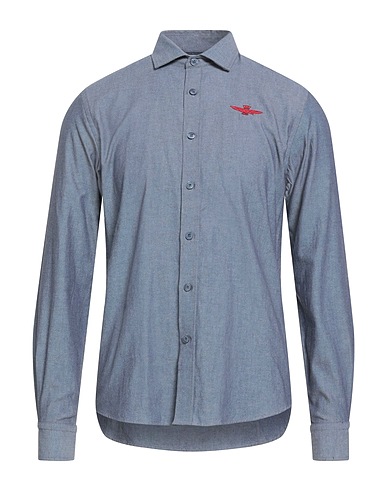 AERONAUTICA MILITARE Solid colour shirt Midnight blue 100% Cotton