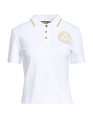 VERSACE JEANS COUTURE Polo Bianco 85% Cotone, 6% Poliestere, 5% Elastan, 4% Poliammide metallizzato