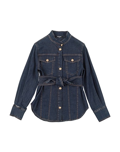 BALMAIN Denim shirt Blue 98% Cotton, 2% Elastane