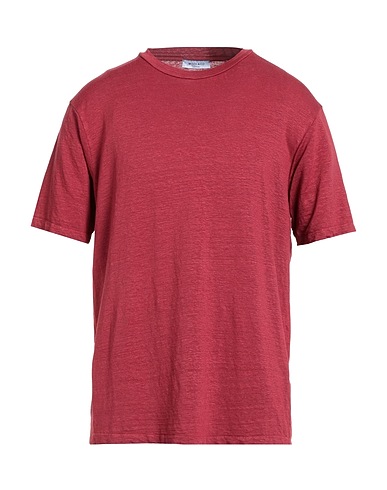 WOOL & CO Basic T-Shirt Brick red 92% Linen, 8% Elastane
