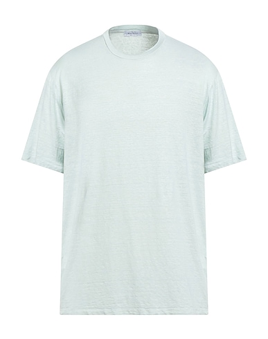 WOOL & CO Basic T-Shirt Sky blue 92% Linen, 8% Elastane