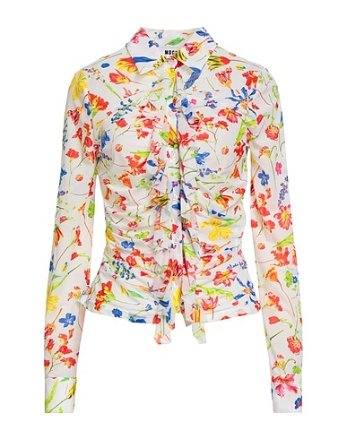 MSGM Floral shirts & blouses White 80% Polyamide, 20% Elastane