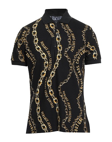 VERSACE JEANS COUTURE Polo shirt Black 100% Cotton, Polyester, Polyamide, Elastane
