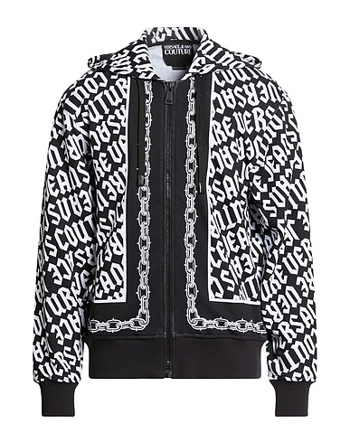 VERSACE JEANS COUTURE Hooded sweatshirt Black 100% Cotton, Elastane