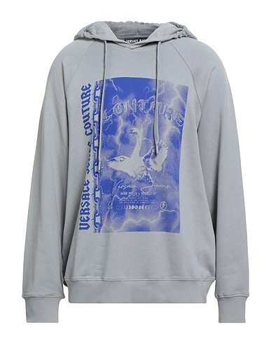 VERSACE JEANS COUTURE Hooded sweatshirt Grey 100% Cotton, Elastane