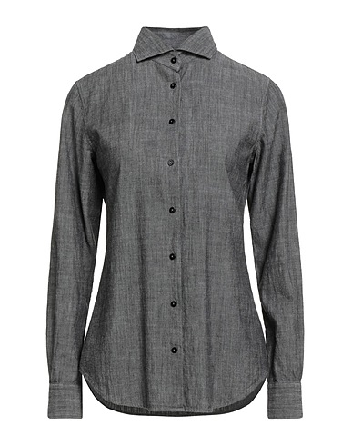 XACUS Solid color shirts & blouses Charcoal 100% Cotton