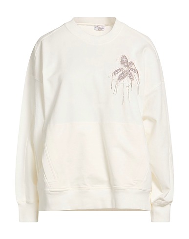 BRUNELLO CUCINELLI Sweatshirt BIANCO 98% Cotton, 2% Elastane, Brass