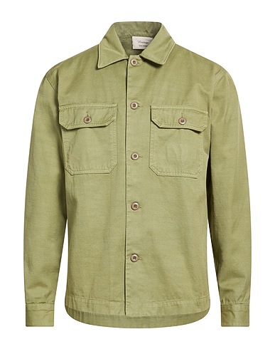 TELA GENOVA Однотонная рубашка VERDE MILITARE 100% Хлопок