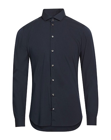 ALESSANDRO GHERARDI Solid color shirt BLU NOTTE 76% Cotton, 21% Polyamide, 3% Elastane