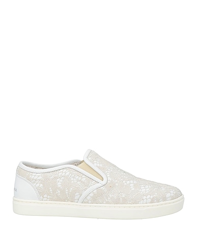 Dolce & Gabbana White Leather Lace Slip On Loafers Shoes In White