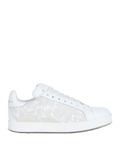 DOLCE&GABBANA Sneakers White 52% Calfskin, 25% Polyester, 8% Natural rubber, 8% Other Fibres, 7% Cotton