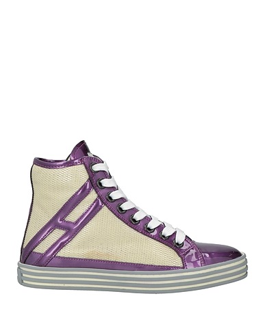 HOGAN REBEL Sneakers Purple Leather, Textile fibers