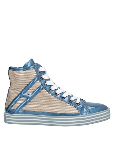 HOGAN REBEL Sneakers Azure Leather, Textile fibres