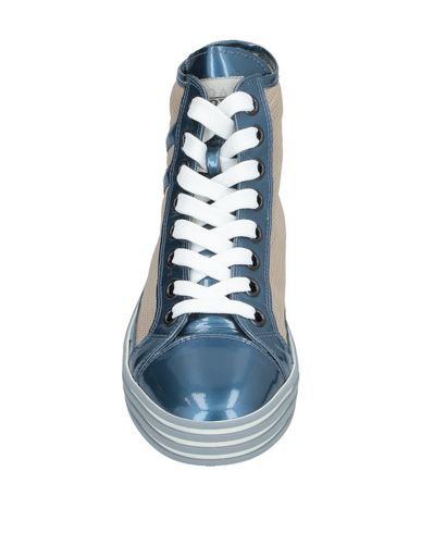 Shop Hogan Rebel Woman Sneakers Azure Size 5.5 Leather, Textile Fibers In Blue