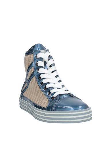 Shop Hogan Rebel Woman Sneakers Azure Size 5.5 Leather, Textile Fibers In Blue