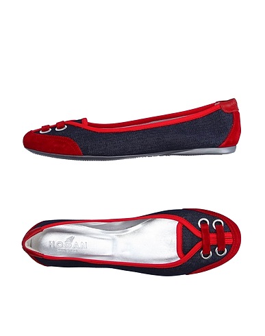 HOGAN Ballet flats Midnight blue Textile fibres, Leather