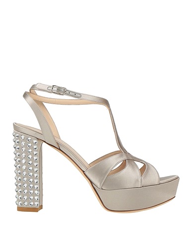 LELLA BALDI Sandals Light grey Textile fibres